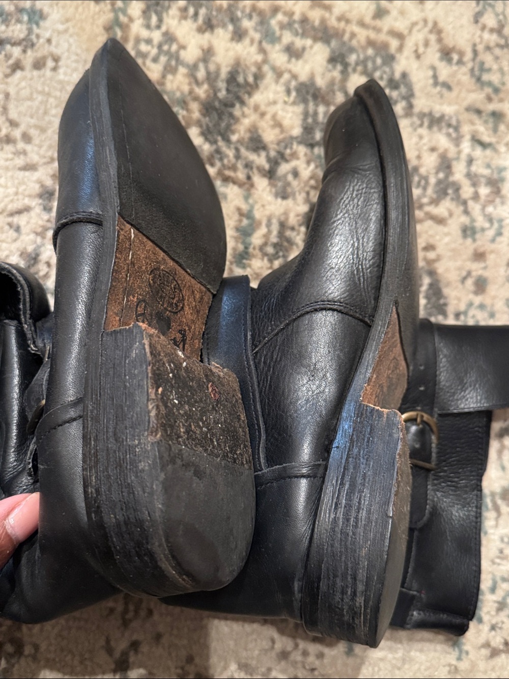 Steve Madden Black Leather Mid-Calf Buckle Moto Boots - Picture 8 of 8